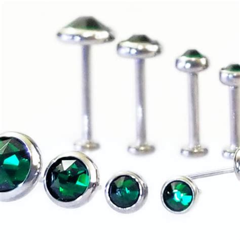 emerald threadless nose stud etsy