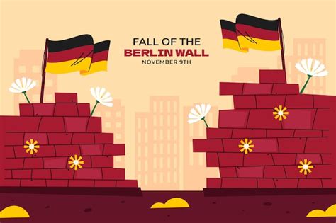 Caída Plana Del Fondo Del Muro De Berlín Vector Gratis