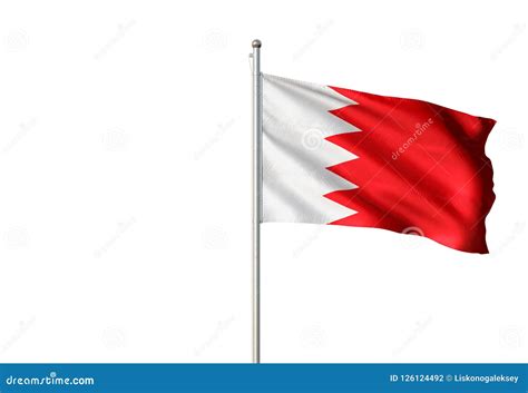 Bahrain National Flag Waving Isolated White Background Realistic 3d