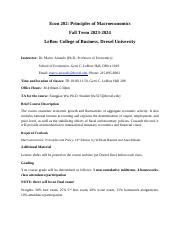 Econ F Syllabus Docx Econ Principles Of Macroeconomics