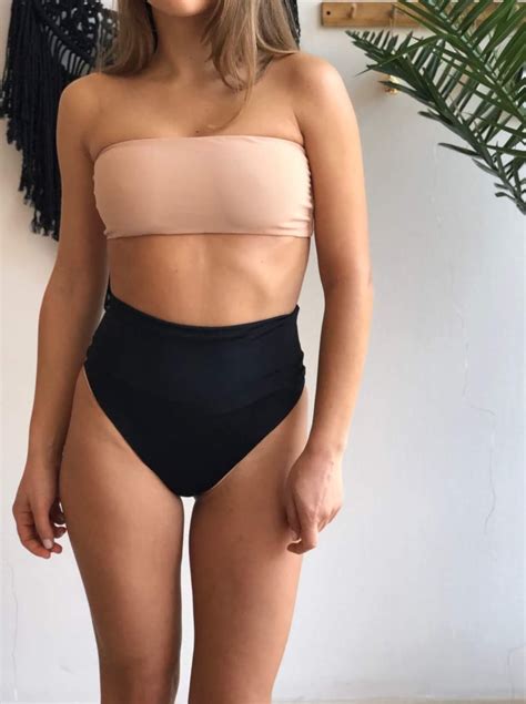 High Waisted Thong Bikini Bottom High Rise Thong Bikini Etsy