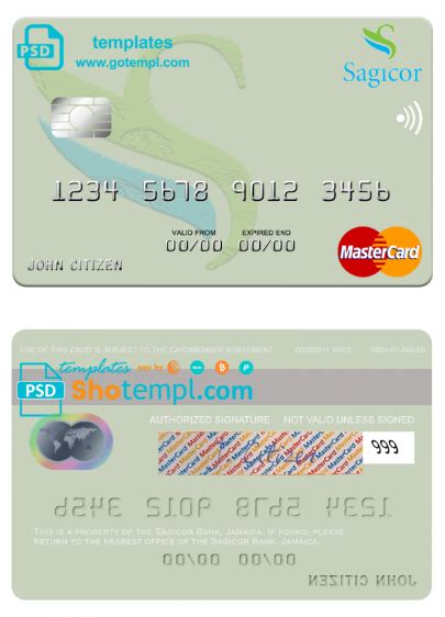 Jamaica Sagicor Bank Mastercard Fully Editable Template In PSD Format