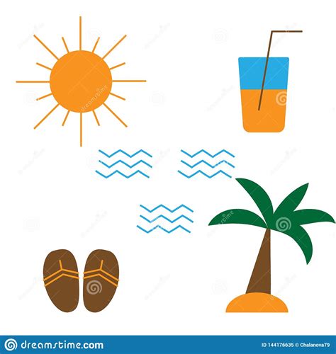 Ilustraci N Del Vector Elementos Del Dise O Del Verano En El Fondo