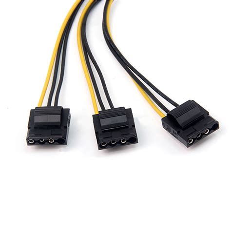 5pcs Pack 6 Pin PCIe To Molex Power Cable 3 Molex Female To 6 Pin