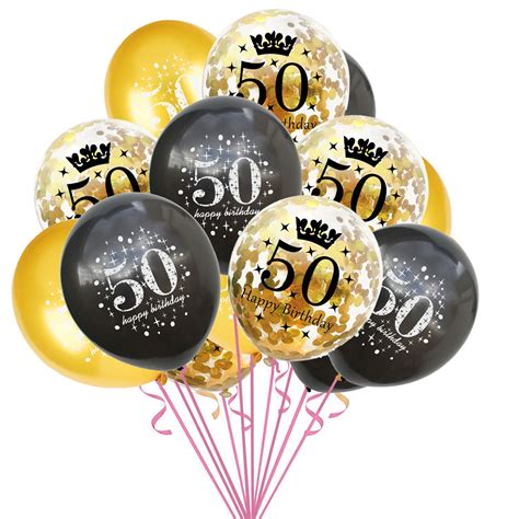 Buy 15 Pack 50th Birthday Balloons Gold And Black Party Decorations 12