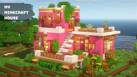 Minecraft How To Build A Simple And Latest Pink House Youtube