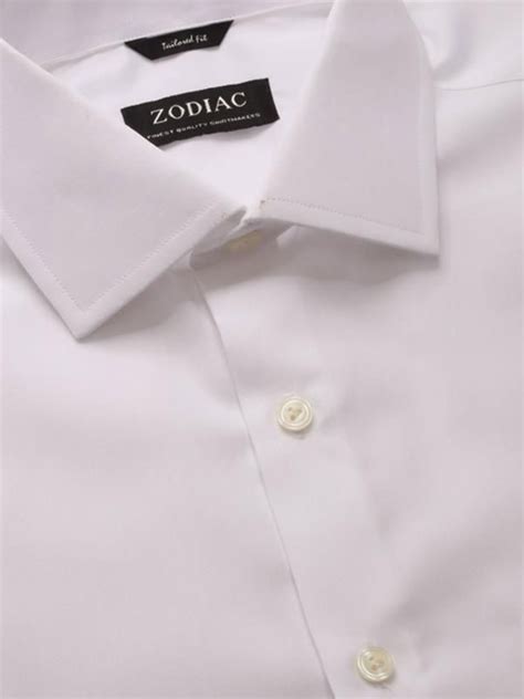 Buy Luxury White Cotton Tailored Fit Formal Solid Shirt Zodiac