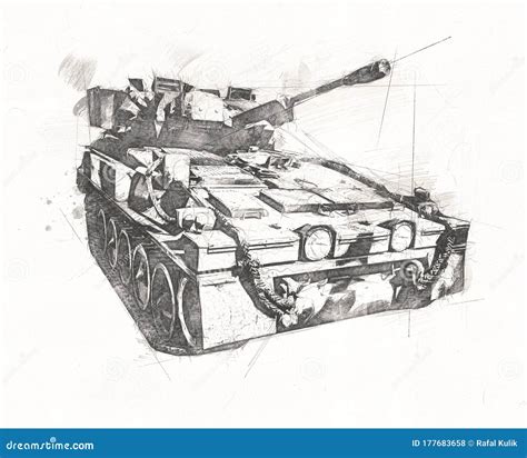Vintage the Tank Isolated Drawing Sketch Art Illustration for Design ...