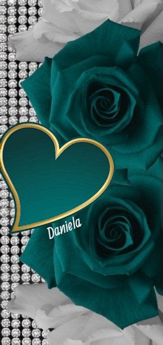 Two Roses With The Name Danielle On Them And A Heart In The Middle