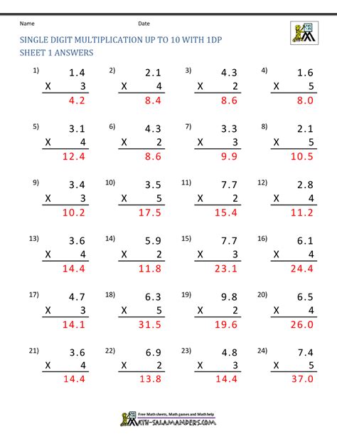 Decimal Number Multiplication Worksheets Deb Moran S Multiplying Matrices