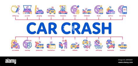 Car Crash Accident Minimal Infographic Banner Vector Stock Vector Image