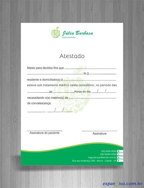 Atestados Personalizados para Nutricionistas Nutricionista Saúde e