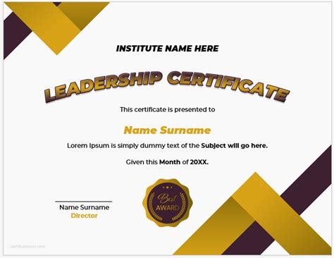 Leadership Certificate Templates For Ms Word Download Edit