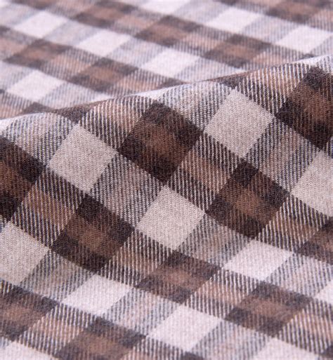 Albiate Beige Melange Plaid Flannel Shirts By Proper Cloth