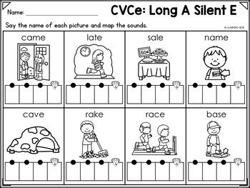 Long Vowel Silent E Cvce Word Mapping Worksheets Phonics St Grade