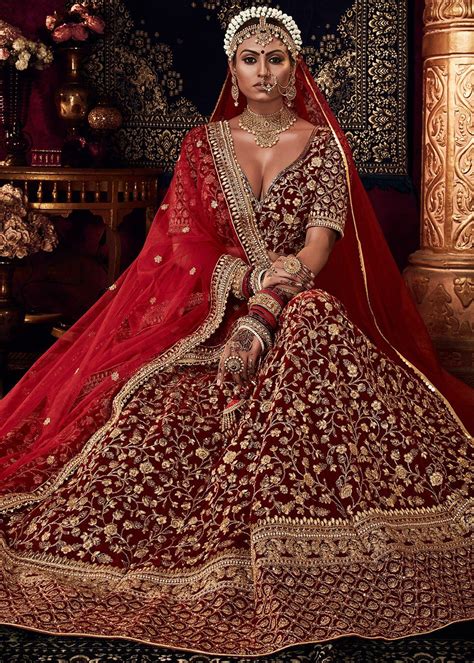 Embroidered Red Bridal Lehenga Choli With Dupatta Lg