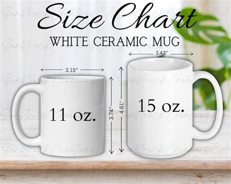 Mug Size Chart Mockups White Ceramic Coffee Cup Sizing Chart Mocks For