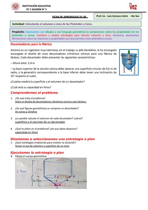 Ficha DE Aprendizaje 5 3 Decantadores para la fábrica Antonio es un