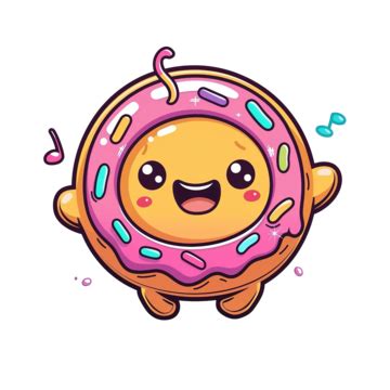 Cute Donut Mascot Singing Sing A Song Adorable Baked Bakery Png