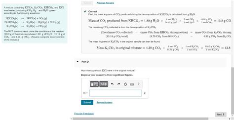 Solved A Mixture Containing Kclo3 K2co3khco3 And Kcl Was