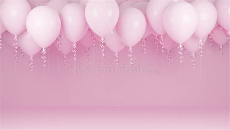 Pink Balloons Floating in Pink Pastel Background.birthday Party and New ...