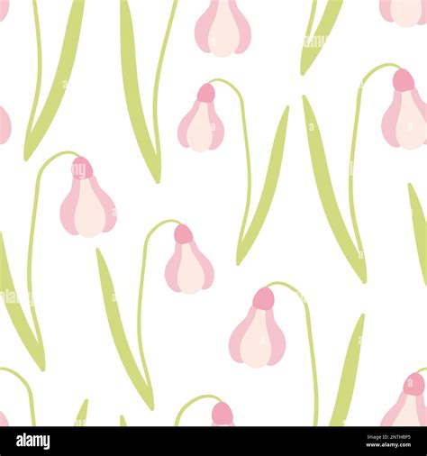 Vector Snowdrop Flower Seamless Pattern Stock Vector Image Art Alamy