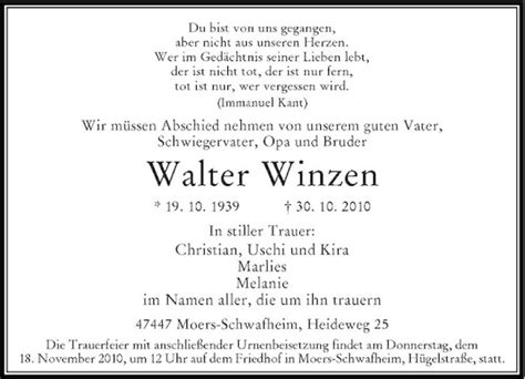 Alle Traueranzeigen für Walter Winzen trauer rp online de