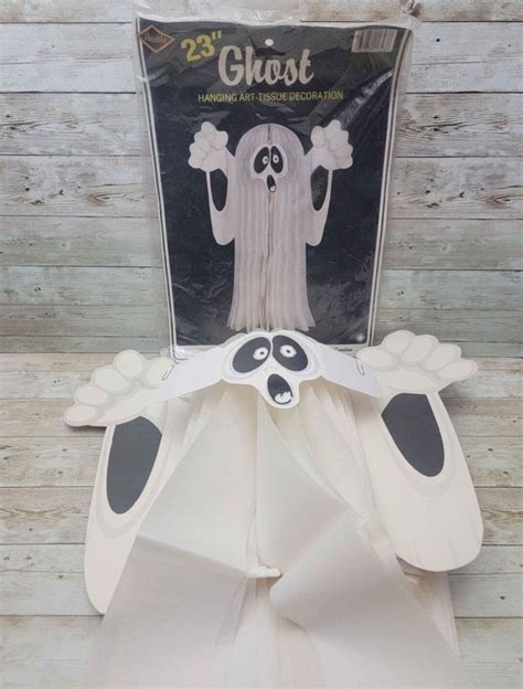 1987 Beistle Halloween Tissue Ghost 23 Hanging Decoration Etsy