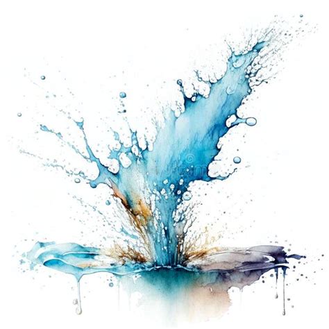Pure Blue Water Splash Digital Generated Realistic Illustration Stock