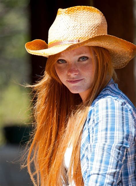 Out On The Ranch Long Beautiful Red Hair And Freckles Nice Face