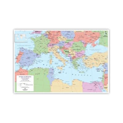 Physical and Political Map of the Mediterranean Countries (in Greek ...