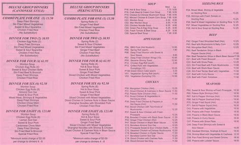 Menu at Bill's Peking House restaurant, Calgary, 380 Canyon Meadows Dr SE