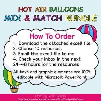 Mix Match Hot Air Balloons Classroom Decor Bundle Editable