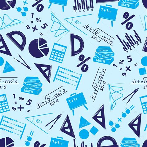 Mathematics Icons Blue Seamless Pattern Eps10 Stock Vector By