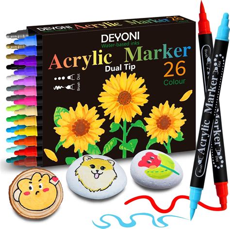 Amazon Deyoni Dual Tip Acrylic Paint Pens Colors Medium And