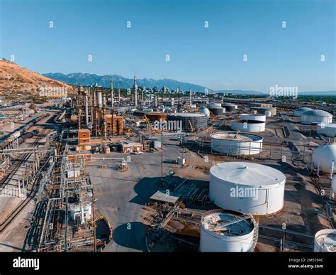 Aerial View Of Salt Lake City Oil Refineries Burning Coal Producing