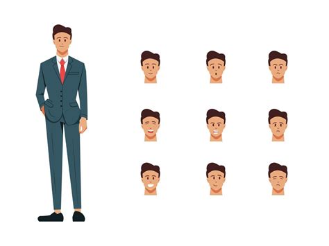 Businessman character set of face emotions 13928815 Vector Art at Vecteezy