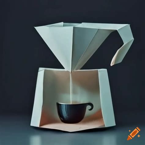 Origami Coffee Maker On Black Background On Craiyon