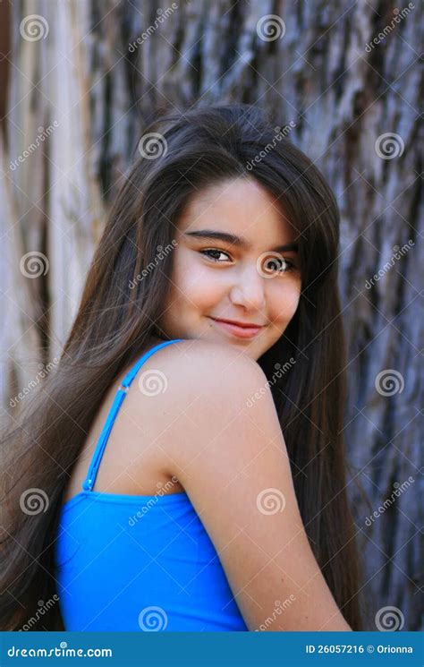 Jeune Fille Mignonne De Brunette Photo Stock Image Du Cheveu