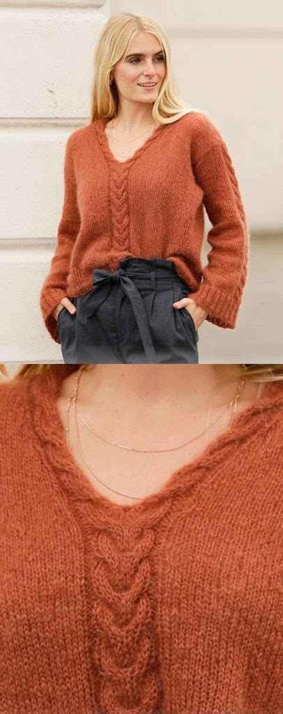 Free Knitting Pattern For A Sweater With Cable V Neck Knitting Bee