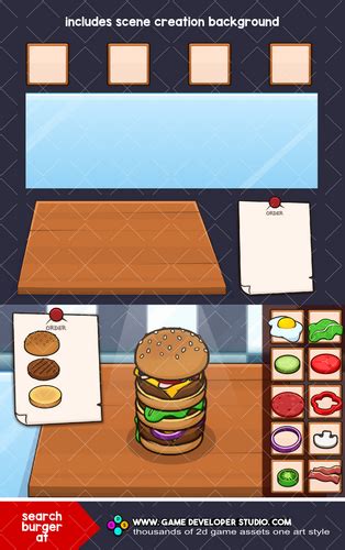 Burger maker game kit by Robert Brooks - gamedeveloperstudio.com