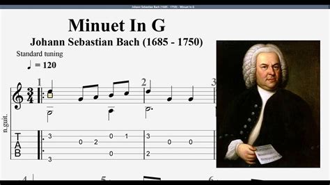 Minuet In G Johann Sebastian Bach Guitar Classic Tab