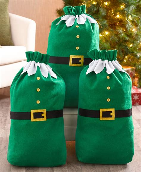 Set Of 3 Giant Elf T Sacks Christmas Bags Elves T Christmas