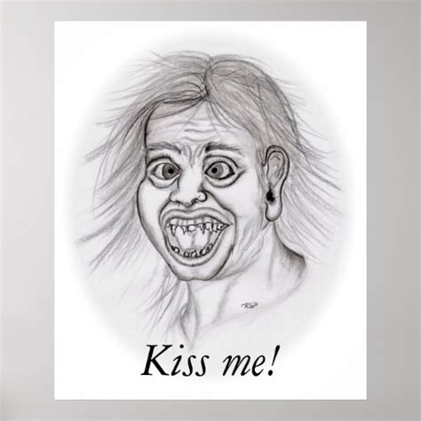 Kiss Me Pencil Drawing Print Zazzle