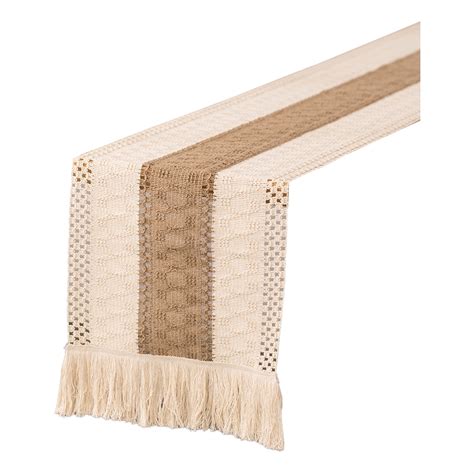 Splicing Cotton Burlap Table Runner Woven Table Runner Farmhouse Style