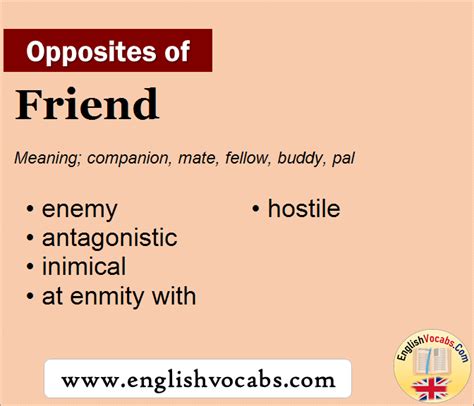 Opposite Of Friend What Is Opposite Antonym Word Friend English Vocabs