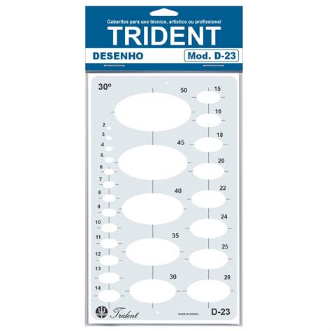 Gabarito Elipses Trident 30° Para Desenho D 23 Encaplast