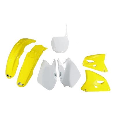 Kit Plastique UFO Suzuki 250 RM 04 06 Jaune Blanc Couleur Origine