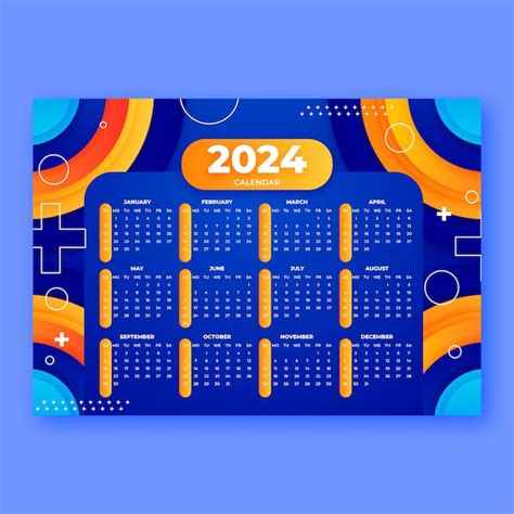 Modèle De Calendrier Pour Le Gradient 2024 Vecteur Gratuite