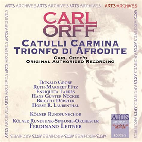 Orff Catulli Carmina Trionfo Di Afrodite Album By K Lner Rundfunk